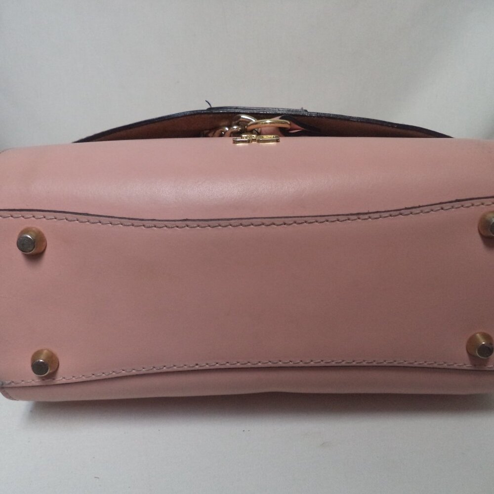 Jacky & Celine J&C pink Leather satchel tote bag purse Back Pocket Italy - Picture 12 of 16